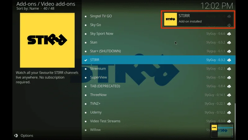 Stirr Kodi Addon Channels